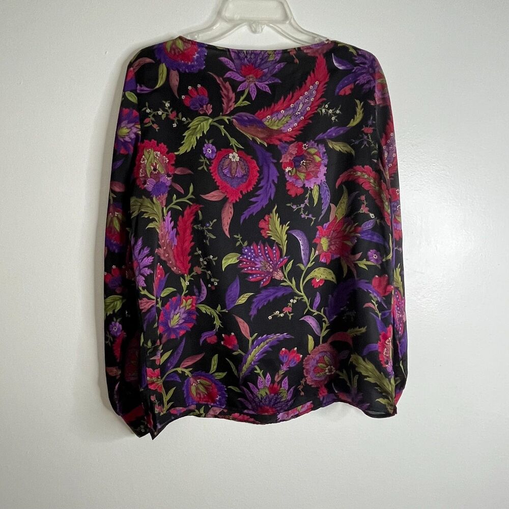 Lauren Ralph Lauren Women's Black Paisley Floral Long Sleeve Blouse Top Size L - Picture 3 of 7